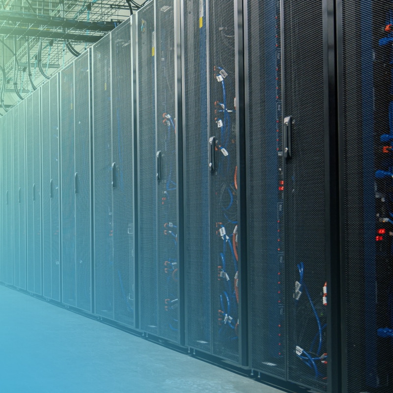 Server racks in a datacenter
