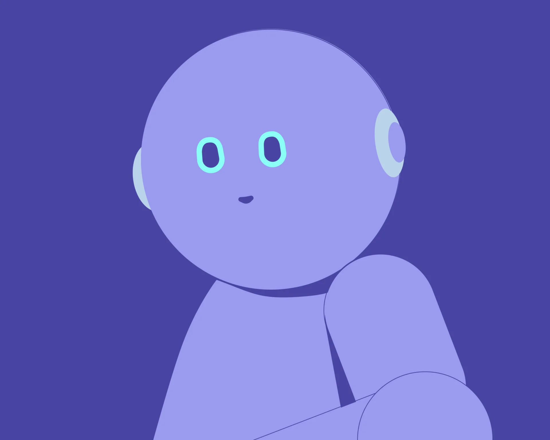 Ein gemalter Roboter auf lila Hintergrund